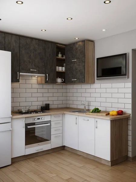 Neue Moderne Küche Innenraum lizenzfreie Stockfotos