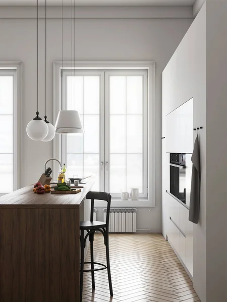 白いキッチン現代的なスタイル ストック写真