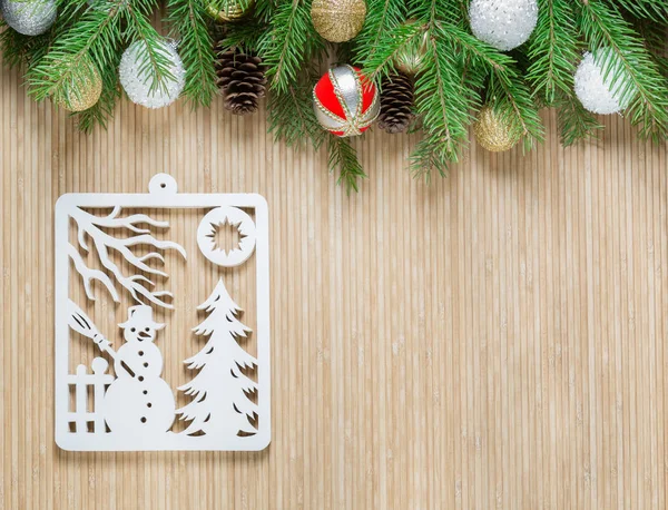 Vánoční Dekorace Dřevěném Pozadí — Stock fotografie