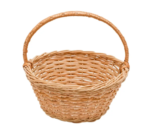 Wicker Basket Isolated White Background Manual Work — Stock Photo, Image