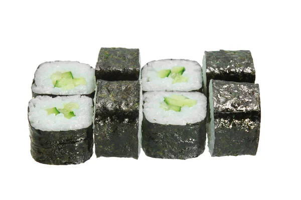 Einfache Sushi Rollen Mit Reis Und Gurken Schlechtes Gericht — Stockfoto