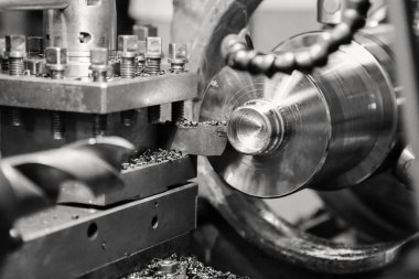 CNC Torna işlemleri bölümü metal. Otomatik üretim.