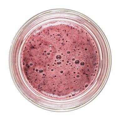 Cam kavanozda yabanmersinli bal. Beyaz bir arka planda izole edilmiş. Yukarıdan görüntüle.