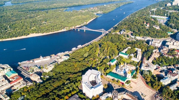 View Dnieper River Bird Flight Volodymyrska Street — Stock Photo, Image