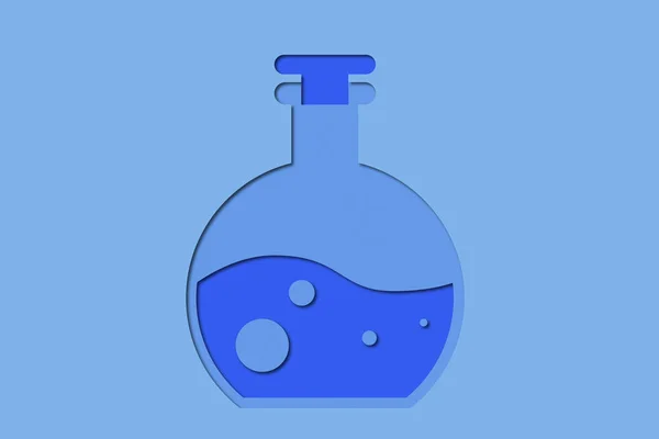 科学研究室で酒を用いて医療フラスコのフラットペーパーカットデザインイラスト — ストック写真