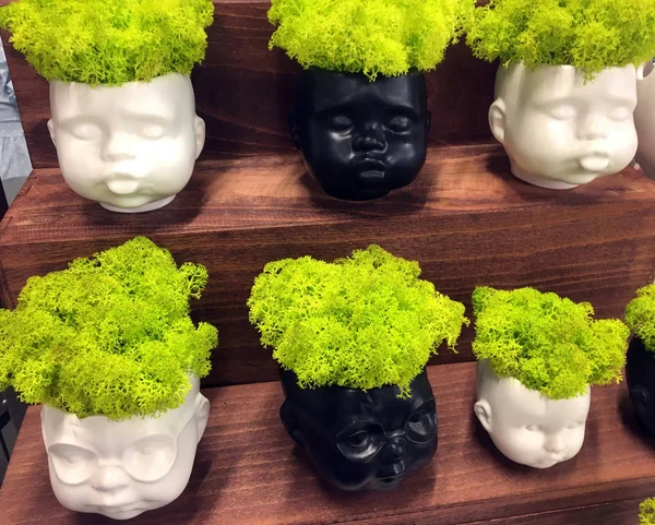 Seramikten yapılmış saksı kafası. Küçük Bebek Kafası. Tencere Seti Seramik Planter Yüz Planter Baş Vazo Bitki Saksı Nişan Hediyeleri. Tasarımcı Çiçek Kapları