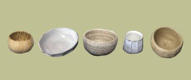 Yeşil bir arka plan üzerinde izole siyah ve beyaz plakalar desen. Retro deseni. Tasarım için fotoğraf kolajı. Modern tasarımda plakalar. Seramik sofra takımı. Tabak lar ve kaseler desen. Rustik el yapımı çanak çömlek