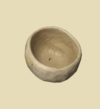 Sarı bir arka plan üzerinde izole kase deseni. Retro deseni. Tasarım için fotoğraf kolajı. Modern tasarımda plaka. Seramik sofra takımı. Tabak lar ve kaseler desen. Basit rustik el yapımı çanak çömlek