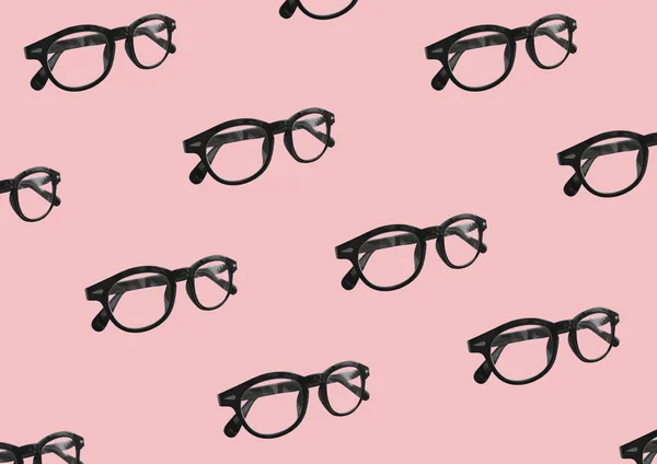 Fekete Napszemüveg Minta Pasztell Rózsaszín Háttér Minimális Koncepció Trendi Napfény — Stock Fotó