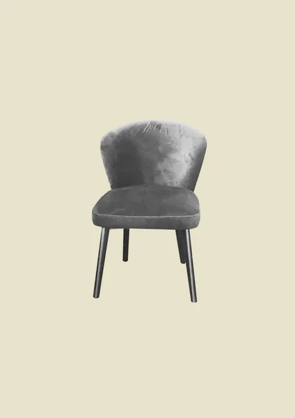 파스텔에 디자이너 의자와 복고풍 디자인 콜라주 현대적인 디자인의 편안한 — 스톡 사진