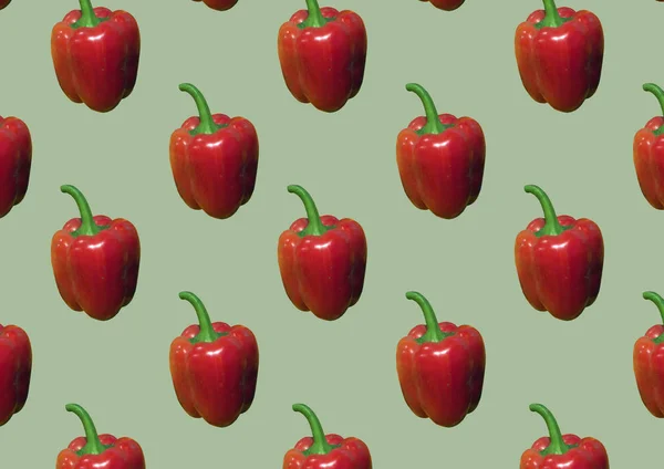 Red Pepper Green Background Pattern Vegetables Abstract Background Red Bell — Stock Photo, Image