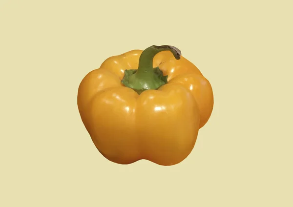 黄色背景图案上的黄胡椒 蔬菜抽象背景 红甜椒最小食物概念 新鲜蔬菜被隔离 甜椒的成分 复制空间 — 图库照片