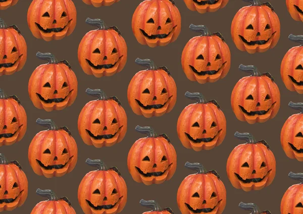 Modello Zucca Halloween Isolato Sfondo Marrone Figura Decorativa Zucca Halloween — Foto Stock