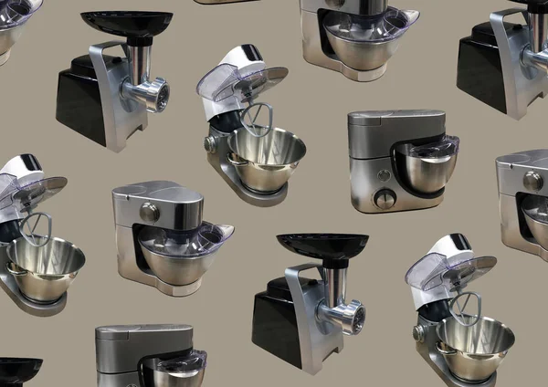 Moderne Keukenkeukenmachine Geïsoleerd Bruine Achtergrond Keuken Universele Voedsel Mixer Multifunctionele — Stockfoto