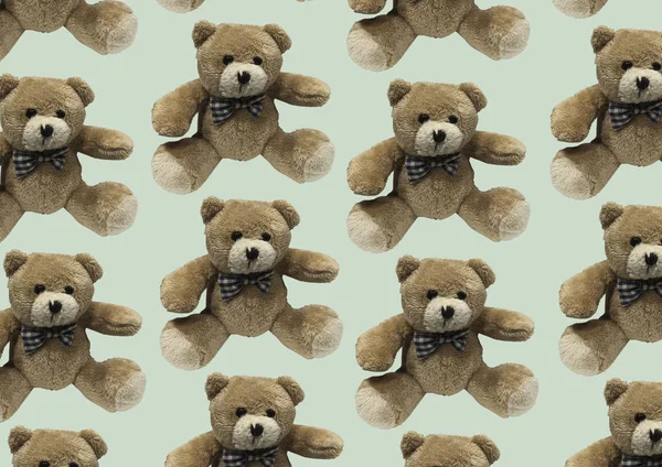 Barna Aranyos Teddy Maci Elszigetelt Zöld Pasztell Háttér Teddy Maci — Stock Fotó