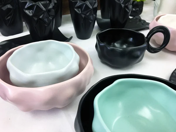Projektant Ceramiczne Tło Kubka Ręcznie Robiony Ceramiczny Kubek Kolekcja Zabytkowych — Zdjęcie stockowe