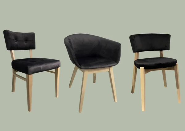 디자이너 의자는 배경에 분리되어 디자이너 의자에 억양도 부드럽고 디자인 콜라주 — 스톡 사진
