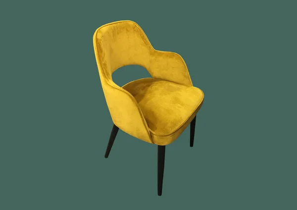 Stylish designer yellow chair isolated on brown background. Upholstered Designer Chair. Color furniture pattern. Chairs in modern design. Comfortable furniture. Photo collage
