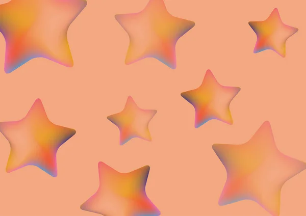 Polka Dot Gradient Sterne Muster Isoliert Auf Orangefarbenem Hintergrund Volumetrischer — Stockfoto