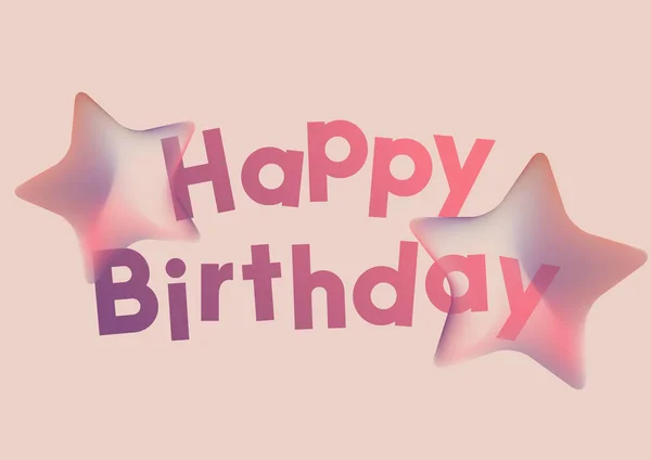 Happy Birthday Pink Gradient Words Pink Background Gradient Stars Typography — Stock Photo, Image