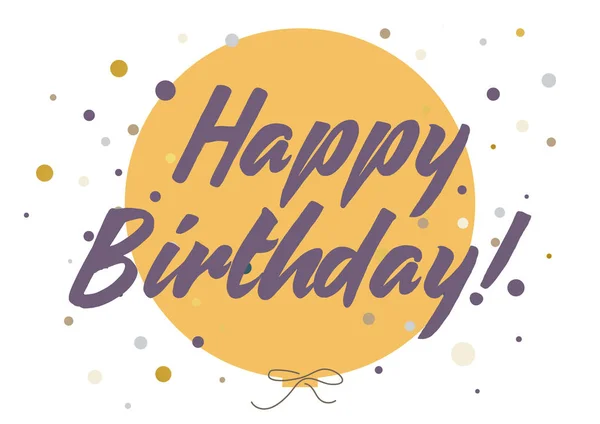 Happy Birthday Sign Confetti Handwritten Purple Words White Background Greeting — Stock Photo, Image