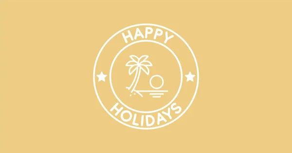 Happy Holidays Typografia Minimalna Pocztówka Naklejka Napisem Ikona Plaży Wakacyjna — Zdjęcie stockowe