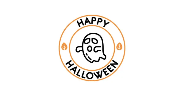 Feliz Halloween Tipografía Postal Mínima Pegatina Parche Texto Icono Fantasma —  Fotos de Stock