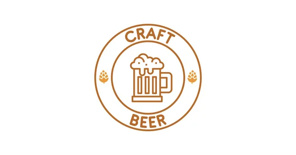 Craft Bier Typografie Minimale Ansichtkaart Een Sticker Bierglas Hoptak Rond — Stockfoto