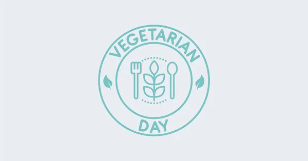Weltvegetariertag Aufkleber Mit Textpatch Veganes Produkt Gemüse Und Obst Rundes — Stockfoto