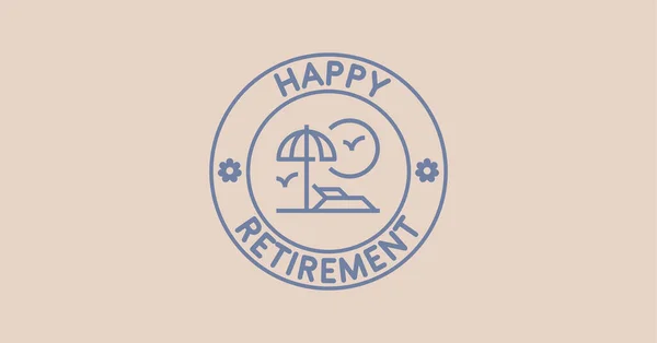 Happy Retirement Tipografia Minima Cartolina Adesivo Patch Testo Logo Timbro Foto Stock Royalty Free