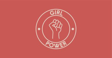 Kız Güç tipografisi en az kartpostaldır. Metin yaması etiketi. Tatil geçmişi. Yuvarlak mühür amblemi. Alıntı, cümle. Feminizm ve kadın motivasyon sloganı. Kız gücü. Kadınlar Günü