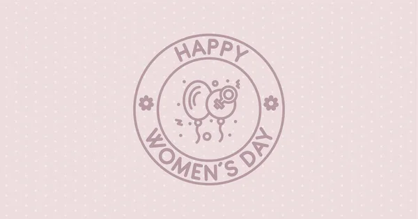 幸せな女性の日のタイポグラフィ最小限のポストカード テキストパッチステッカー 休日の背景 ラウンドシールスタンプのロゴ 風船と女性の性別記号のアイコン 8月8日のフレーズ グリーティングカード — ストック写真
