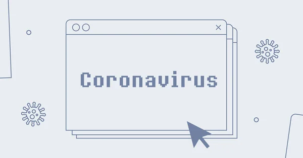 コロナウイルス Webブラウザウィンドウ シンプルな線形設計のインターフェイス インターネットのレトロなページの概念 複数のタブ Covid 2019の略 ウイルスの流行が広がった 健康被害 隔離しろ — ストック写真