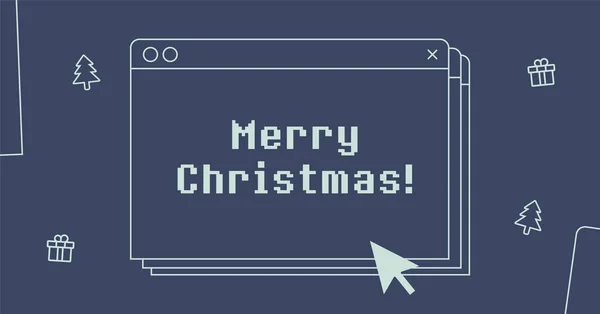 Merry Christmas Web Browser Window Interface Simple Linear Design Internet — Stock Photo, Image