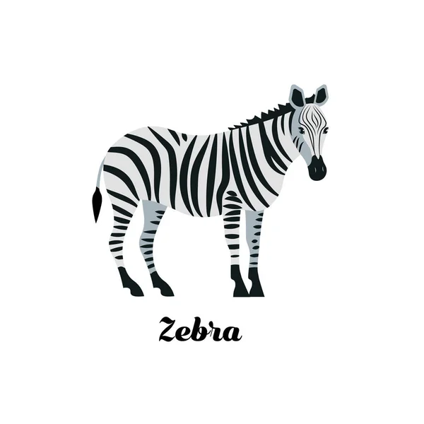 Ilustracja Wektorowa Ikona Stylu Kreskówki Zebra Ładny Charakter Dla Różnych — Wektor stockowy