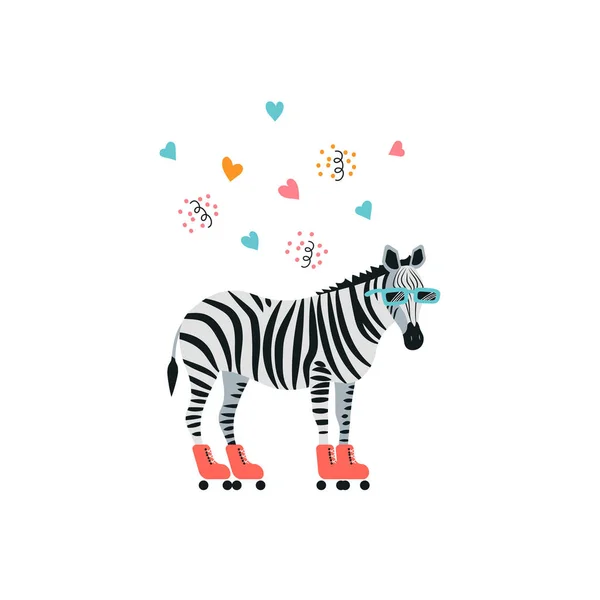 Ilustração Vetorial Ícone Estilo Dos Desenhos Animados Zebra Caráter Bonito — Vetor de Stock