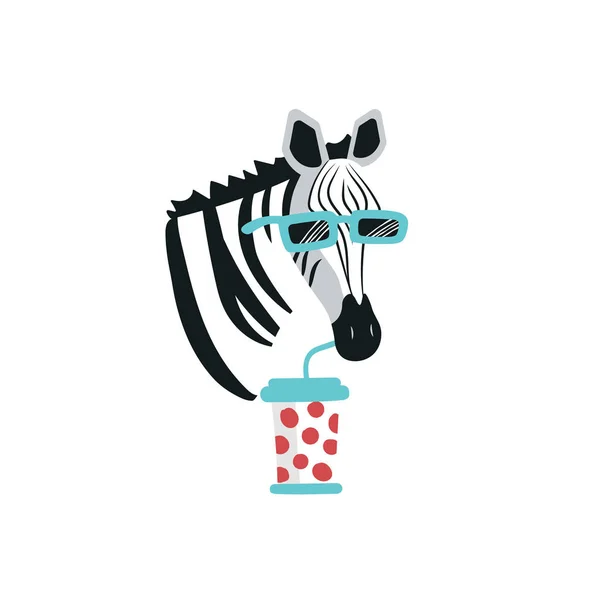 Vektör Illüstrasyon Zebra Karikatür Tarzı Simgesi Farklı Tasarım Için Sevimli — Stok Vektör