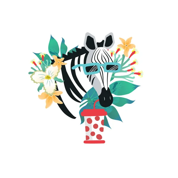 Vektör Illüstrasyon Zebra Karikatür Tarzı Simgesi Farklı Tasarım Için Sevimli — Stok Vektör
