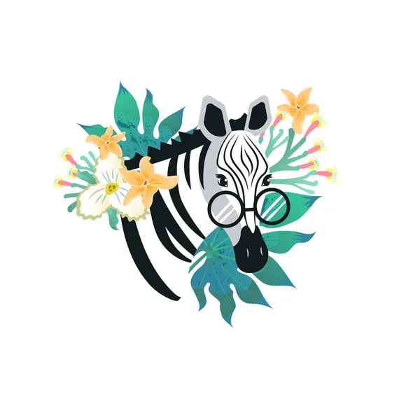 Illustrazione Vettoriale Icona Stile Cartone Animato Zebra Carino Carattere Design — Vettoriale Stock