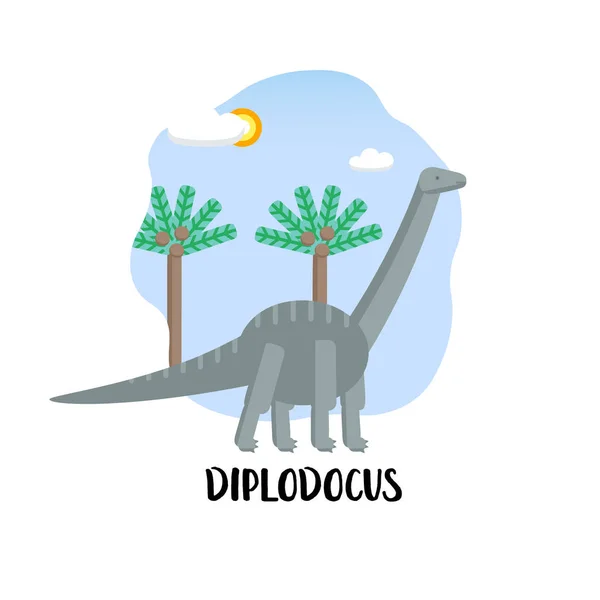 Diplodocus Geïsoleerd Witte Achtergrond — Stockvector