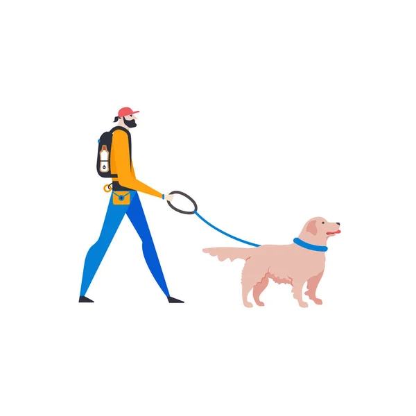 Выгульщик Собакой Изолирован Белом Фоне — стоковый вектор