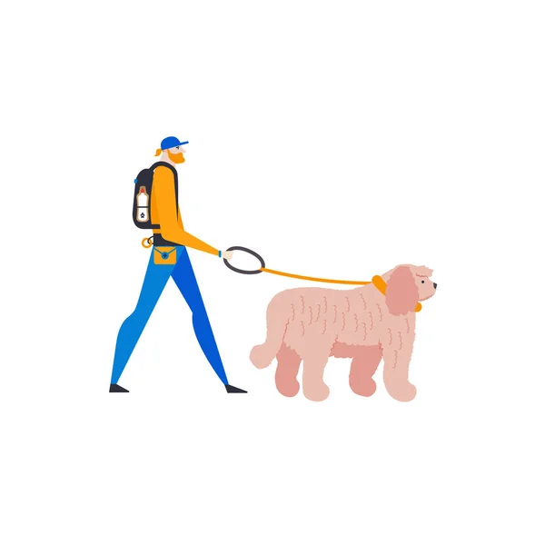 Выгульщик Собакой Изолирован Белом Фоне — стоковый вектор