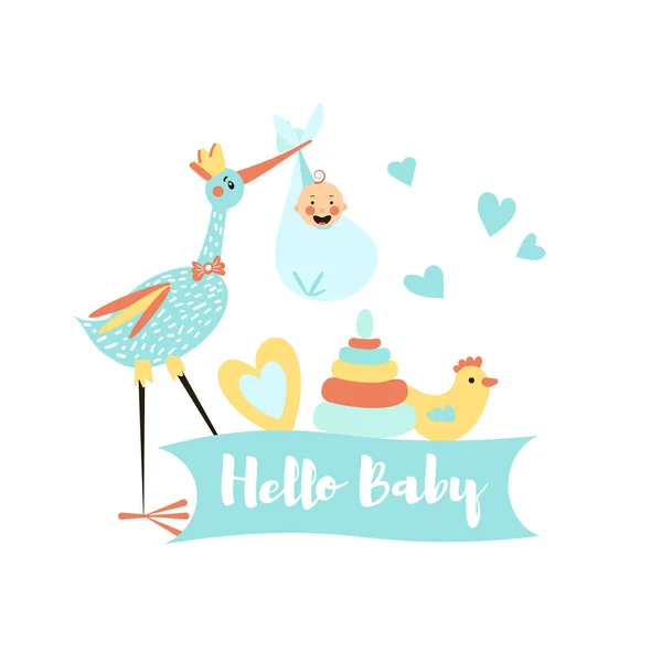 Colorato Cartone Animato Baby Doccia Sfondo — Vettoriale Stock