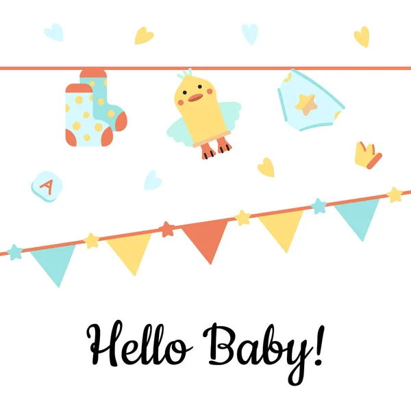 Colorful Cartoon Baby Shower Background — Stockvector
