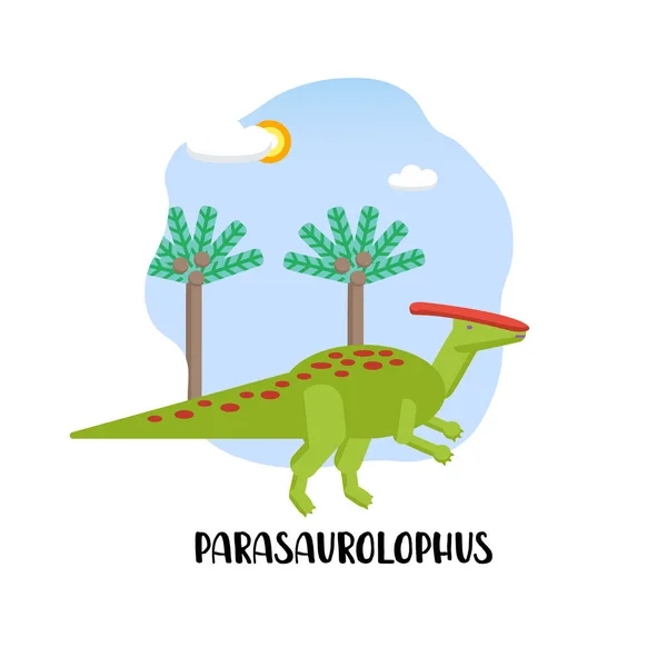 Beyaz Arka Planda Izole Parasaurolophus — Stok Vektör