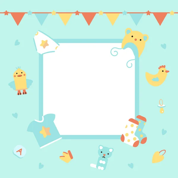 Colorful Cartoon Baby Shower Background — Stock Vector