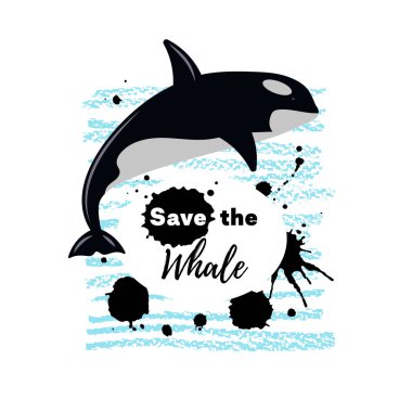 okyanus kaydetmek, katil balina ile renkli afiş