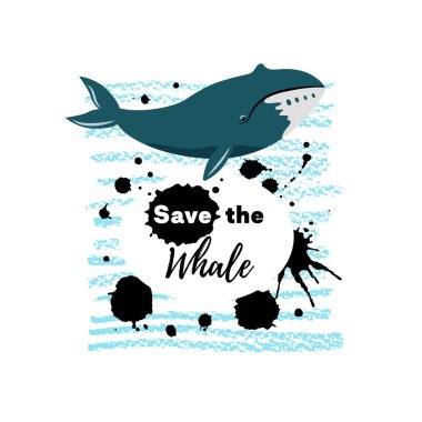 okyanus kaydetmek, balina ile renkli afiş