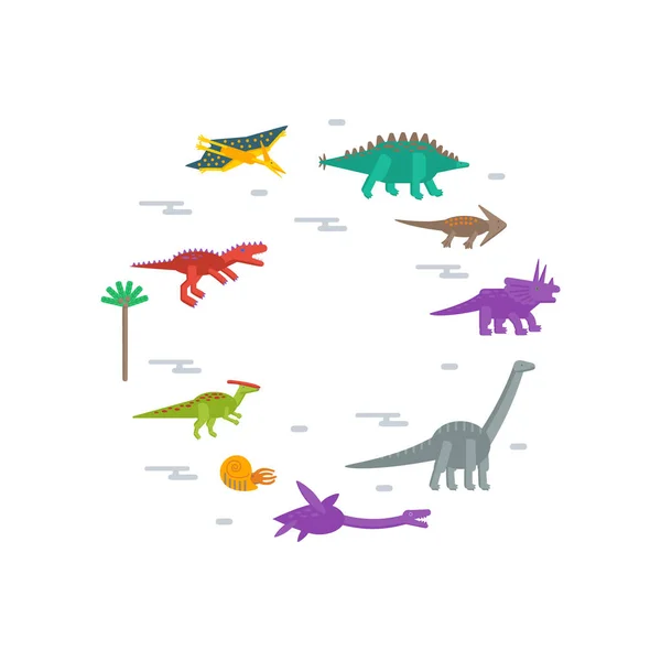 Conjunto Dinosaurios Aislados Sobre Fondo Blanco — Archivo Imágenes Vectoriales