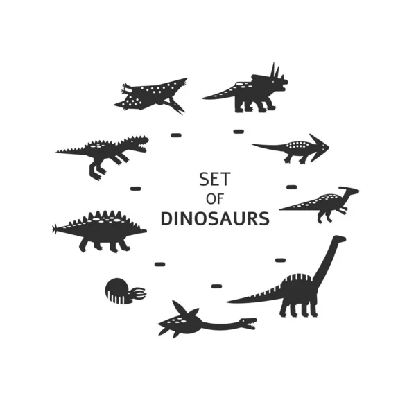 Conjunto Dinosaurios Aislados Sobre Fondo Blanco — Archivo Imágenes Vectoriales
